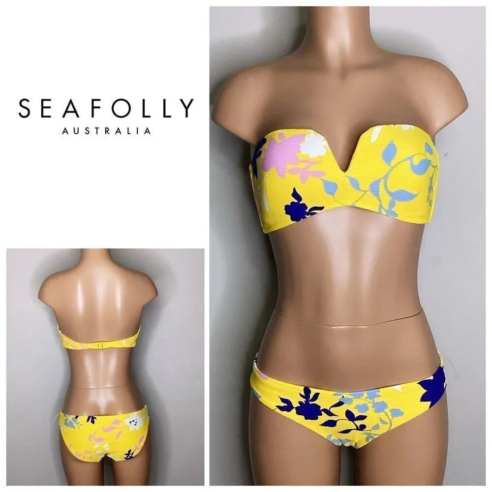 New SEAFOLLY gold floral bikini. Size US 8. Retails $159